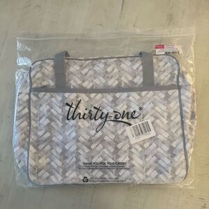 Thirty-One White and Gray Tote Bag
